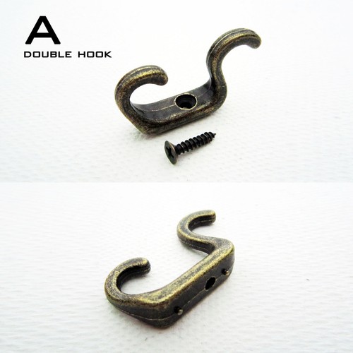 1/4pc Antique Brass Mini Jewelry Chest Box Door Wardrobe Clothes Hat Hook Hanger - Picture 5 of 7