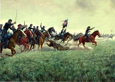 Oversized Postcard Keep to your Sabers, Men General Custer, Gettysburg July 1863