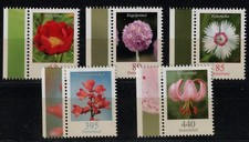 BRD Freimarken Blumen Mi. - Nr. 3114 - 3118 postfrisch mit Seitenrand links