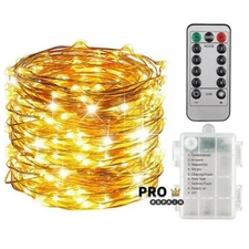 Mini LED Copper Wire String Fairy Lights Battery Power Box With 13-Key Remote