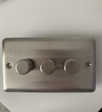 Dimmer Switch Triple 3 250w 2 Way Mains Stainless Steel