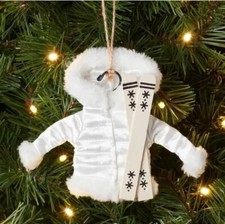 Fabric Ski Jacket with Skis Christmas Tree Ornament - 4pc Set