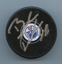 BRANDON DAVIDSON EDMONTON OILERS SIGNED HOCKEY PUCK W/ COA