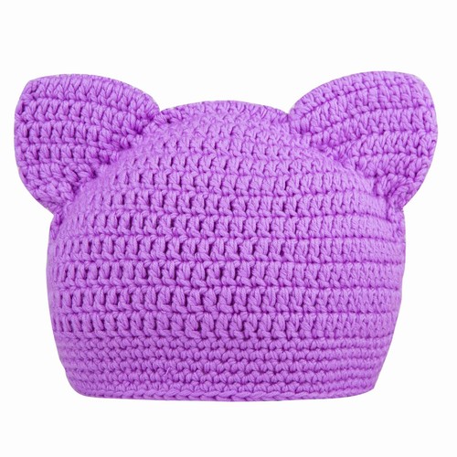 Kids Kitten Hand Crochet Fiber Yarn Hat Girls - Picture 3 of 5
