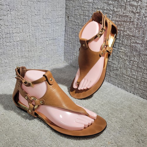 Vince Camuto Averie Women's Size 9.5M US Brown Leather Gold Thong Strap Sandals - 第 8/12 張圖片