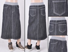 Little Girls Long Skirt Elastic Waist basic pull on black wash  RK-87249K