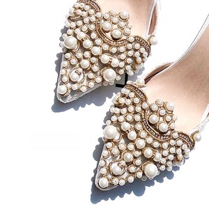 2pcs Pearl Flower Shoe Clip Rhinestones Removable Pointed Shoes