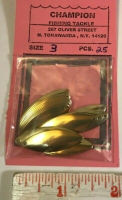 25 WORM HARNESS SPINNER BAIT BLADE WILLOW LEAF #3 BRASS WALLEYE CLEARANCE