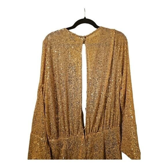 ASOS DESIGN Gold Sequin Plunge Mini Dress - Size 14 | eBay