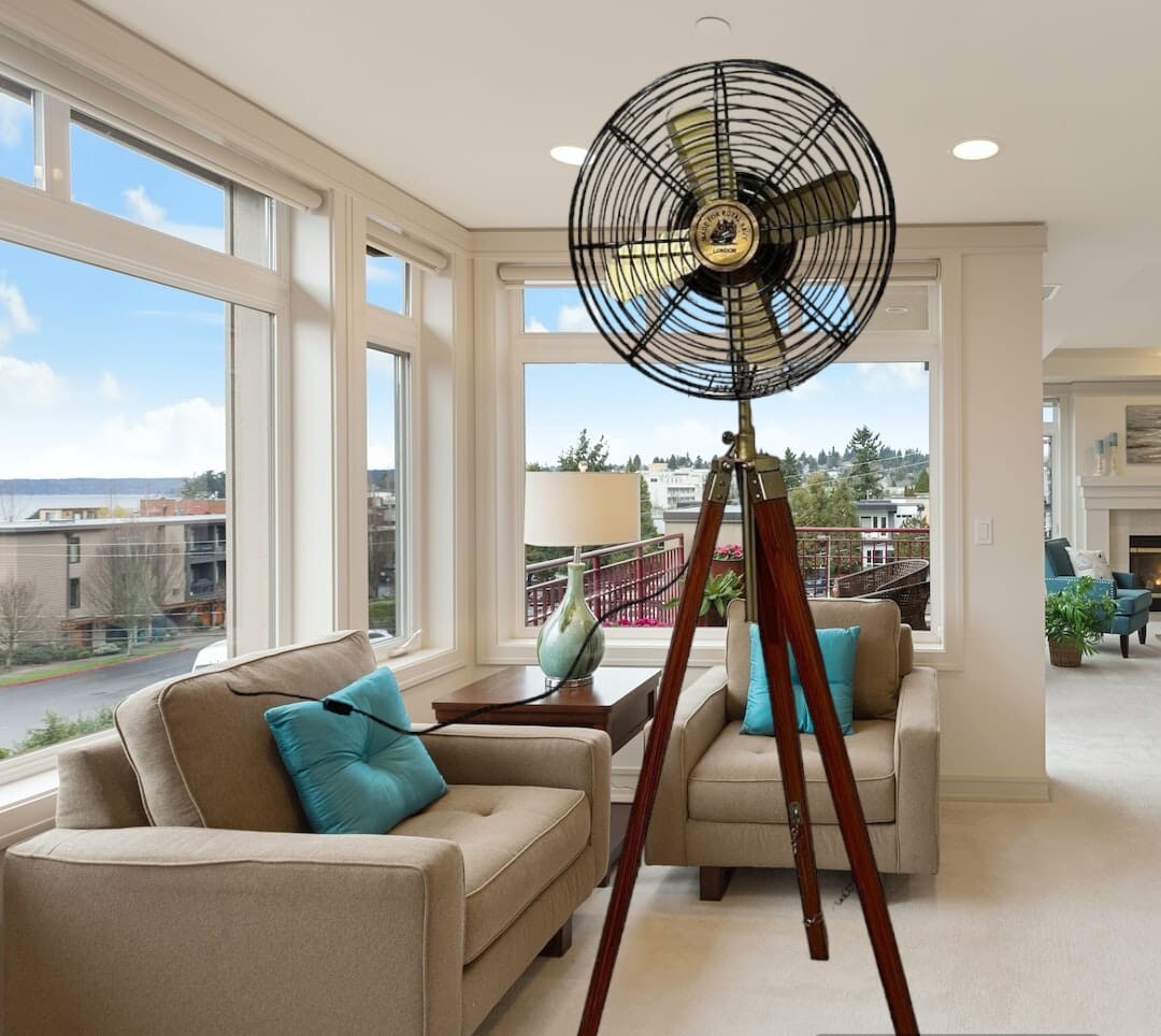 Pedestal Fans For Home Brass Antique Finish Electric Floor Fan
