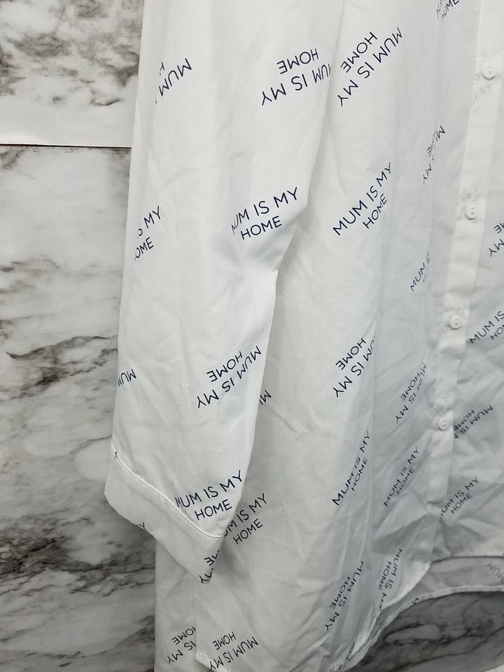 ZARA KIDS GIRLS White BUTTON UP DRESS SHIRT Sz 10 Mum is my home New #P - Image 4 of 4