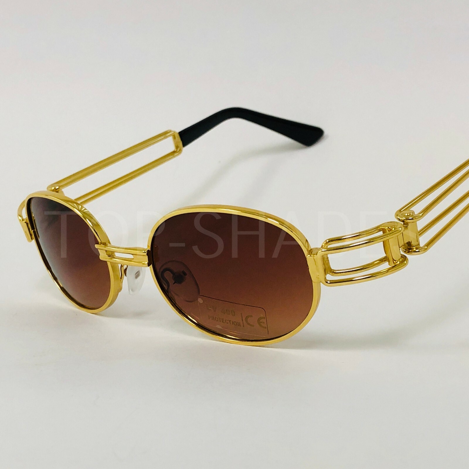 Junsika Square Aviator Sunglasses For Men & Women - Vintage Metal Frame, Gradient Black Lenses