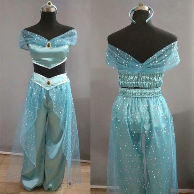 Aladdin Jasmine Princess Cosplay Women Girl Fancy Dress Up halloween Party Costu