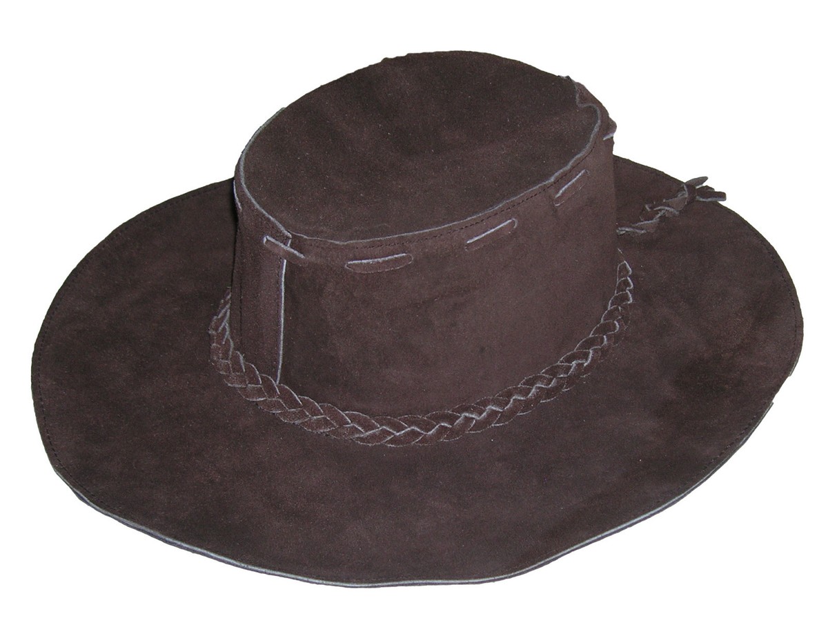 Brown Suede Floppy Leather Hippie Hat