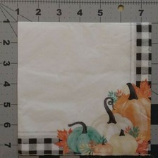2 Pretty Paper Napkins, Pumpkins w/ Black  White Border