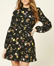 NWT Forever 21 Embroidered Floral Lace Printed Dress Short Knee Maxi