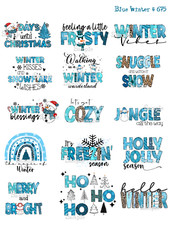 Blue Winter Xmas Collage Sheet Supplies For Scrapbooks Junk Journals Card Making