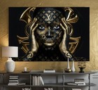 LEINWAND BILDER BIS 170x110x5 LV GESICHT SCHWARZ-GOLD LUXURIÖSES WANDBILD MODERN