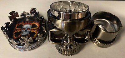 3 Piece Skull Metal Alloy Tobacco Spice Grinder Crusher USA Seller