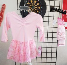 Jacques Moret Delicate Blooms Skirtall Leotard  Leg Warmers Pink size M 8/10