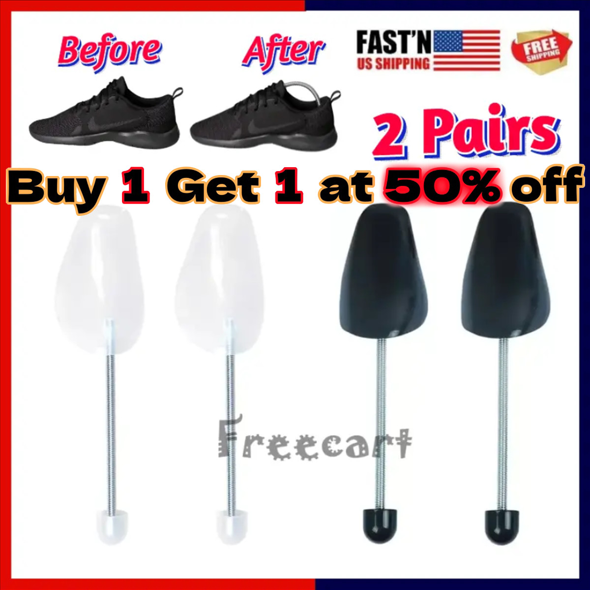 Paquete de 2 modeladores ajustables para zapatos elásticos árbol zapatos pliegues protector EE. UU.