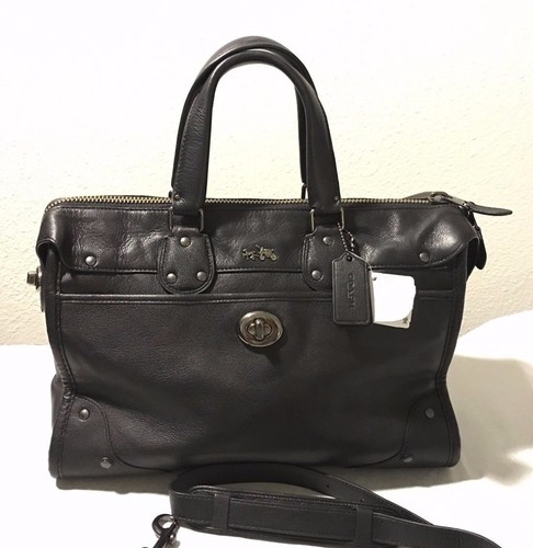 NWT Coach Grain Leather Rhyder Satchel Black F33689