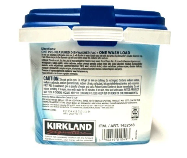 2 CT. KIRKLAND SIGNATURE ULTRASHINE DETERGENTE PARA LAVAVAJILLAS AROMA A LIMÓN 115 CT PAQUETES Foto 4 de 4