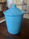 FIESTA WARE large CANISTER utensil CROCK And LID peacock blue 2 Quart