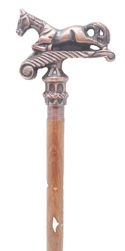 Designer Running Horse Handle Walking Cane Vintage Solid Wooden Stick Gift