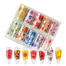 10 Roll Flower Nail Foil Holographic Nail Foils Starry Sky Transfer Foil