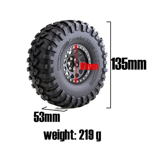 4PCS 135mm Metal 2.2 Beadlock Wheel Rim Tire Set for 1/10 RC Crawler Car7316 - Picture 2 of 6
