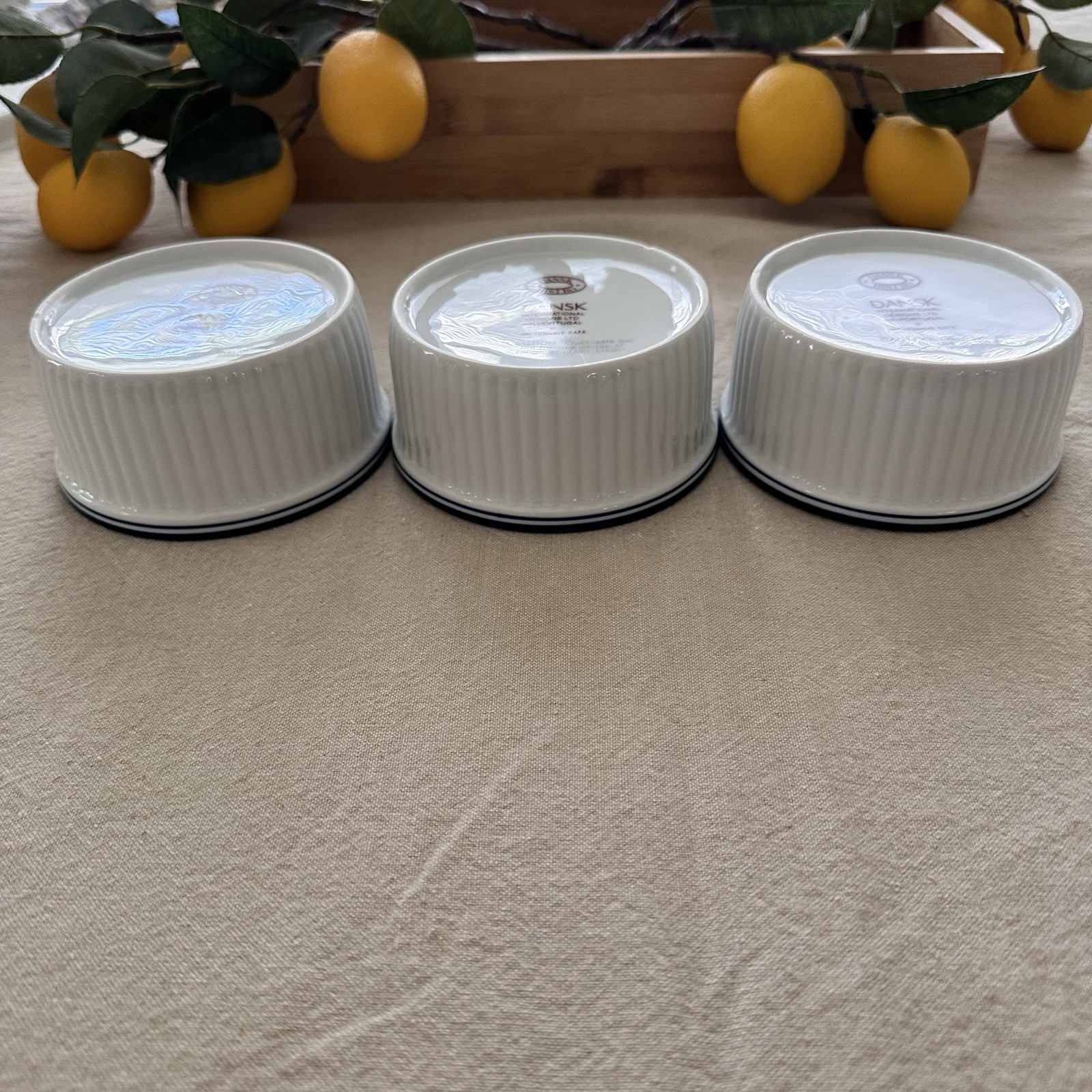 DANSK BISTRO Set of 3 Ramekins Bowls Christianshavn Blue  4 1/8" x 2" Portugal