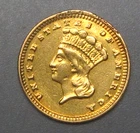 Better-Date 1869 GOLD Dollar $1 Indian Princess Head Type 3 coin.  Ex-Jewelry