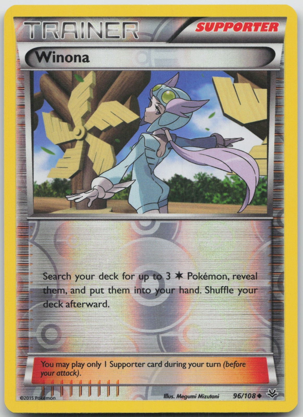 Winona 96/108 Uncommon Roaring Skies Pokemon Reverse Holo LP/MP