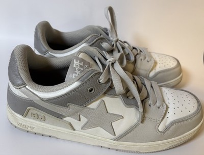 A Bathing Ape BAPE STA Gray/White Low Top Lace-Up Men's Sneakers