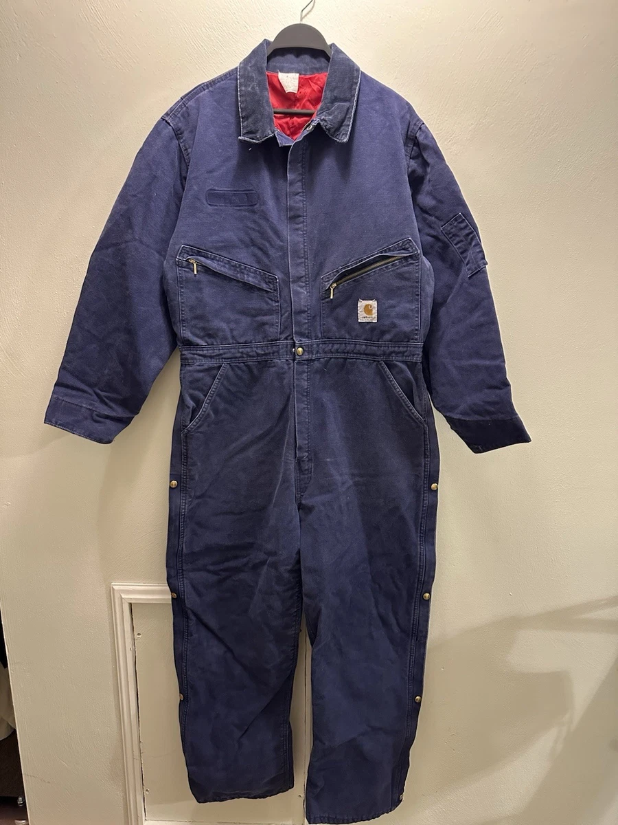 Vintage 80s Carhartt Union Blue Coveralls Made In USA, Size 44R