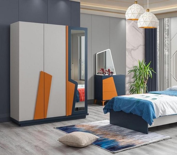 Komplett Jugendzimmer Set Kleiderschrank Kommode Top-QualitäT MöBel Luxus-image