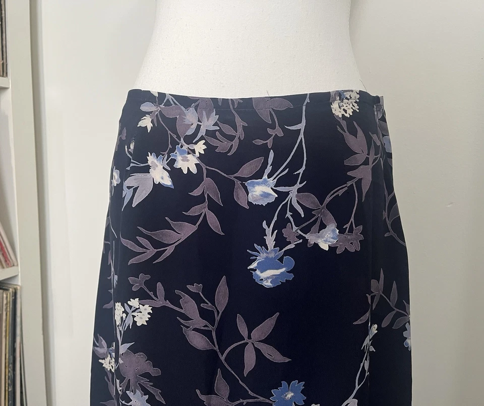 Maxi Falda Vintage Años 90’s Envoltura Azul Moody Estampado Floral Malla Abertura Lateral Para Mujer’s 8 Foto 3 de 4