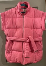 River Island Body Warmer Thick Padded Pink Gilet Large Belt Waist