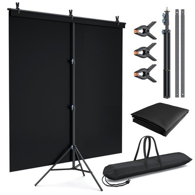 Lincostore Backdrop Stand Kit 5x6.7ft T-Frame Black Back Drop