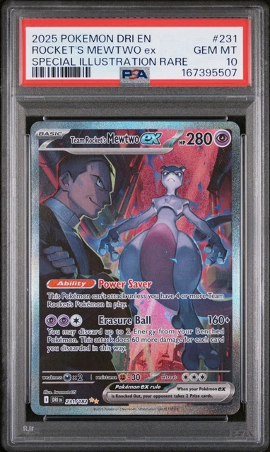 2025 POKEMON DRI EN-DESTINED RIVALS #231 TEAM ROCKET'S MEWTWO EX PSA 10