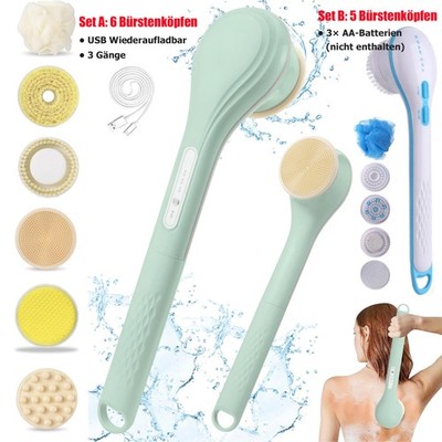 6 IN 1 Elektrische Körperbürste Rückenbürste Dusche SPA Massagebürste Badebürste