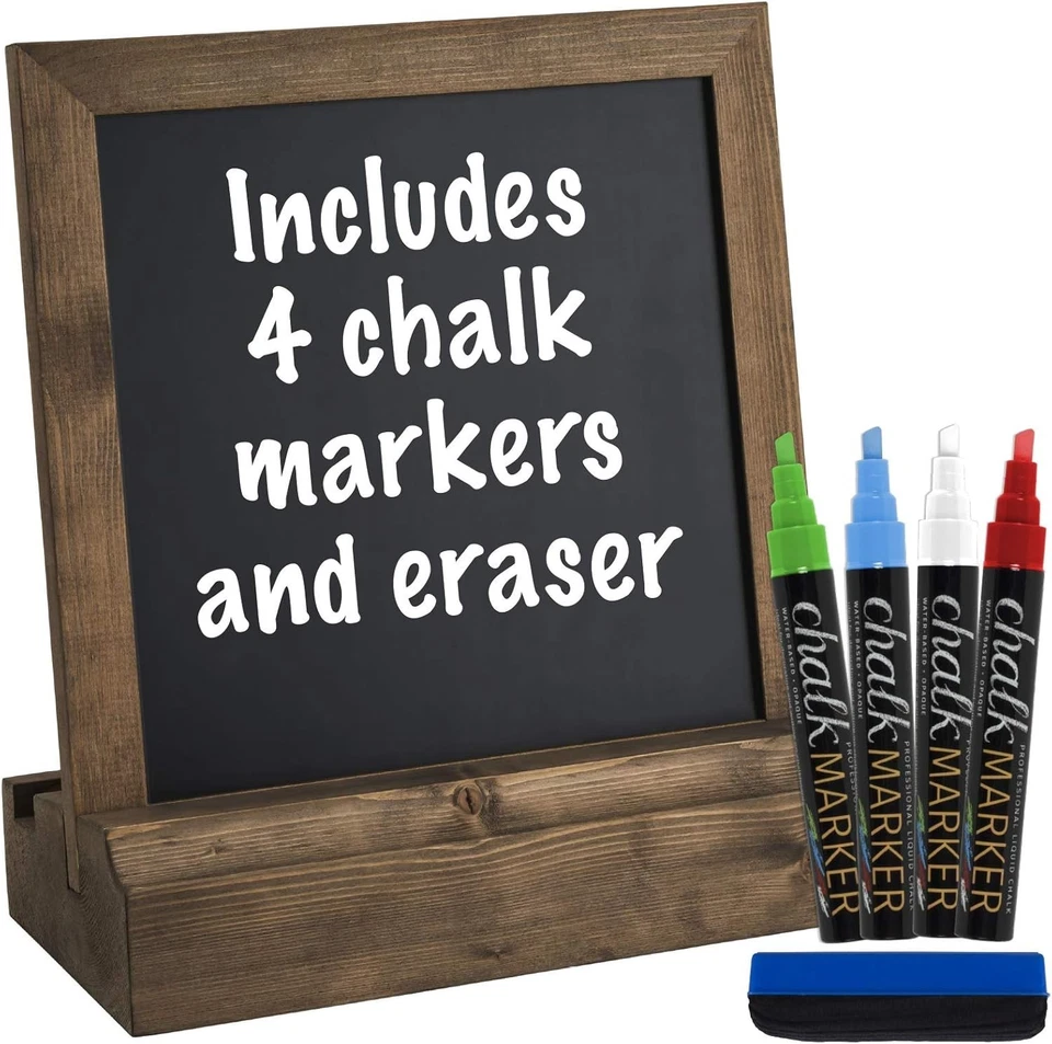 Sturdy 10x10 Magnetic Rustic Chalkboard - Includes 4 Markers for Versatile Use - Image 3 of 4