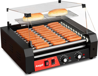 1650W Commercial Hot Dog Rollers,11 Rollers 30 Hotdog Roller Grill,Stainless Ste