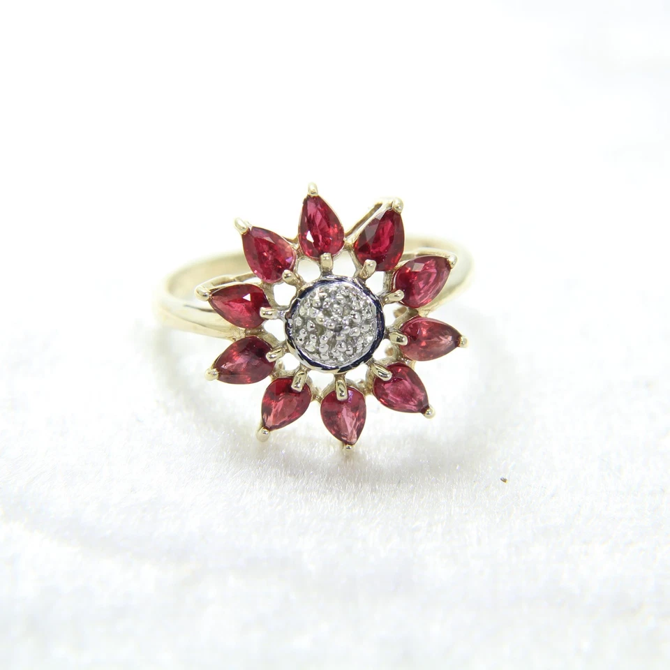 9ct Gold Ruby Diamond Ring Size 7 - N 1/2 - Image 4 of 4