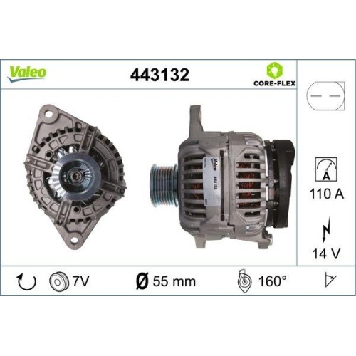 Alternateur Valeo 443132 Core-flex pièce de rechange moteur Fiat Iveco