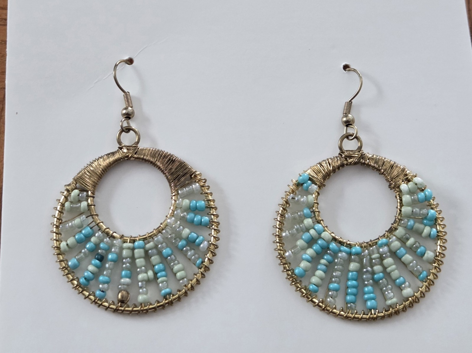 Earrings Native American Handcrafted Turquoise Be… - image 1
