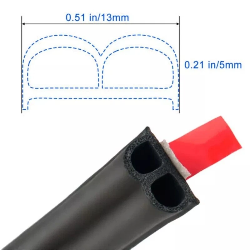 Tira de sellado de puerta de coche universal en forma de B de 33 pies protector de borde hueco resistente al clima negra Foto 4 de 4