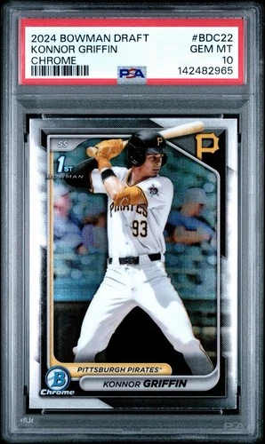 KONNOR GRIFFIN - 2024 BOWMAN CHROME DRAFT #BDC22 1ST PROSPECT PSA 10 GEM MINT 💎