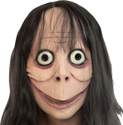 Momo Latex Mask w/Hair Creepypasta Fancy Dress Up Halloween